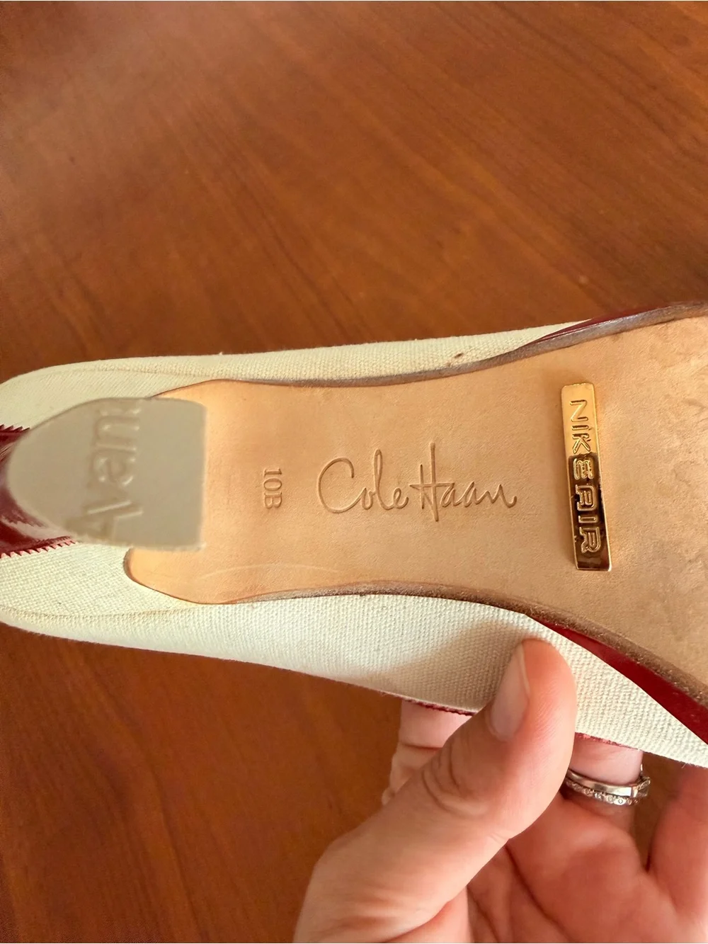 Cole Haan Two-Tone White and Red Mary Jane Heels